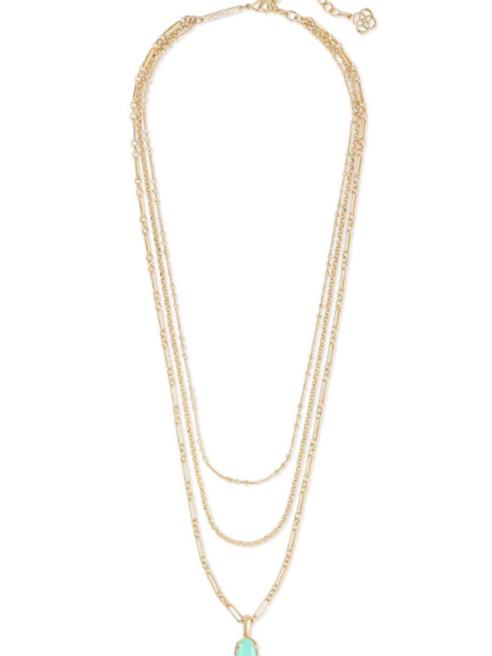 NWT Kendra Scott Elisa Triple Strand Necklace - Gold Matte Iridescent Mint - Picture 9 of 9